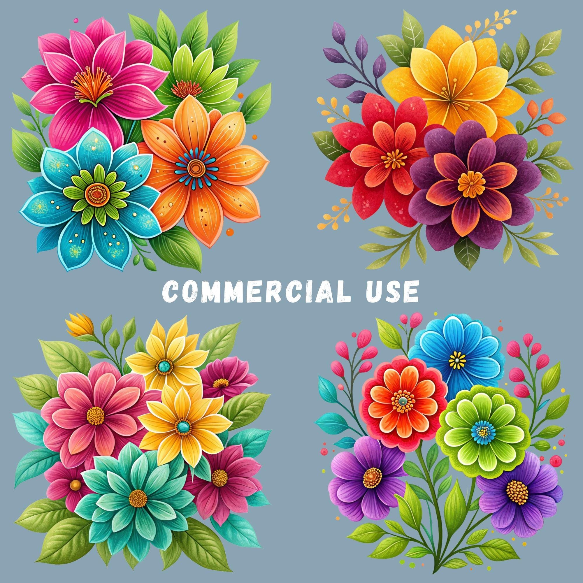 Mexican Flowers PNG Bundle, 15 Hispanic Flower Designs, Mexican Floral ...