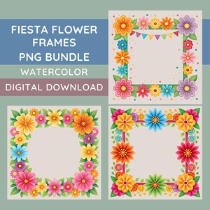 Fiesta Flowers Clipart Bundle, 15 Watercolor Floral Images, Floral Sublimation, Shirt Designs, Fiesta Party Clipart, Transparent PNGs