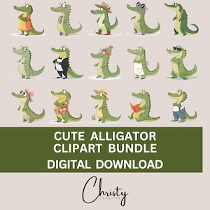Alligator Sublimation PNGs, 15 Cute Alligator Designs, Storybook Characters, Kids Clip Art, Cute Animals, Safari Crocodile, Transparent PNGs