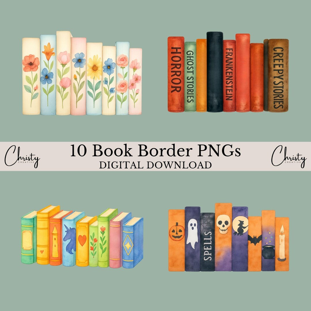 Book Borders PNG Clipart, 10 Watercolor Book Designs, Teacher Images ...