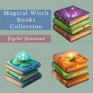 Magical Books Clipart, 15 Fantasy Book Images, Book Sublimation, Enchanted Clip Art, Vintage Book Designs, Magic Books, Transparent PNGs