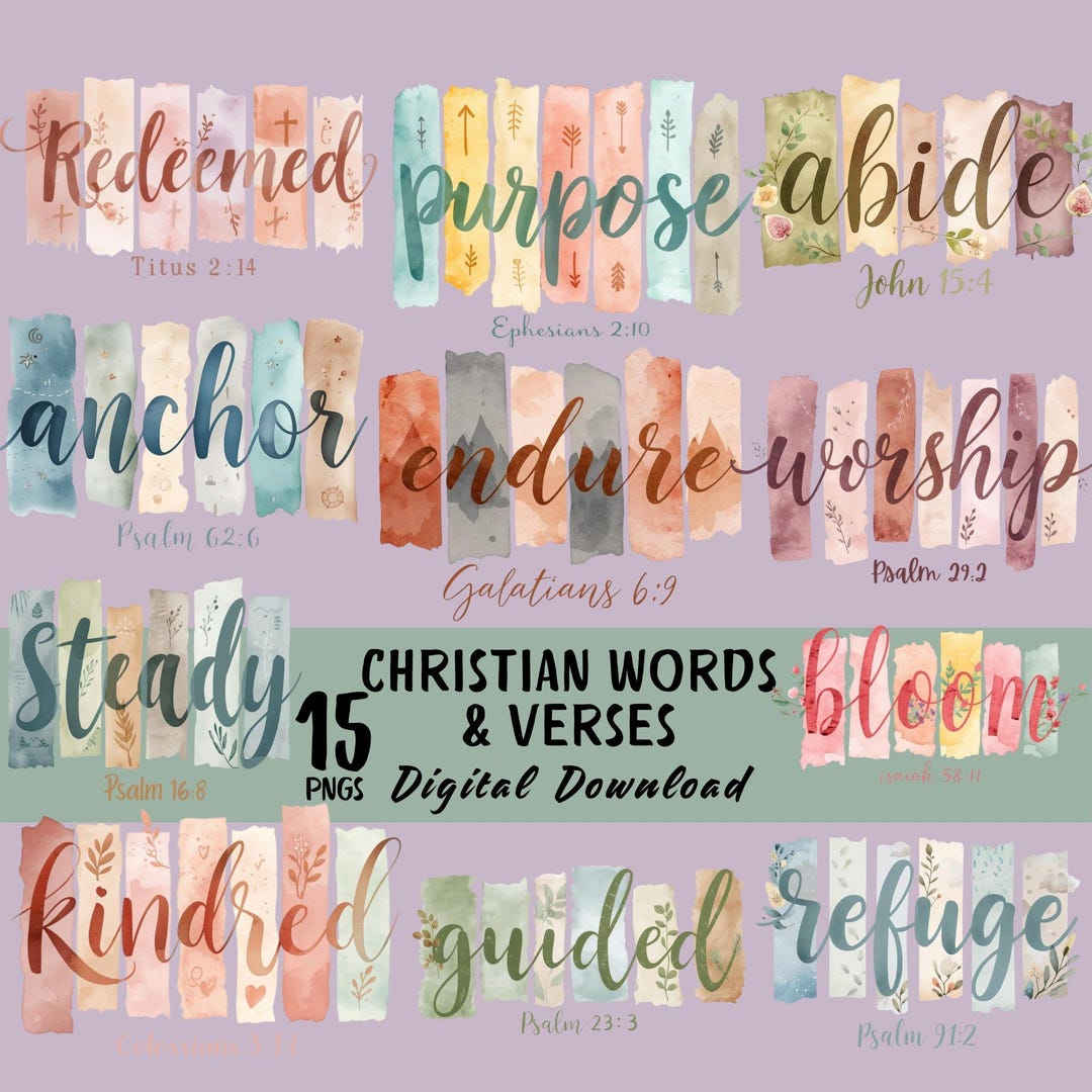 Scriptures Watercolour Watercolor Christian Verses Clipart Bundle (digital Download) - Etsy