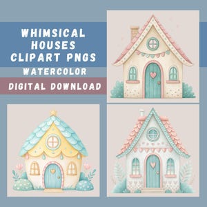 Grillige huis clipartbundel, 15 grillige huizen, huissublimatie, huizen clipart, illustraties gebouwen, aquarel png, transparante png