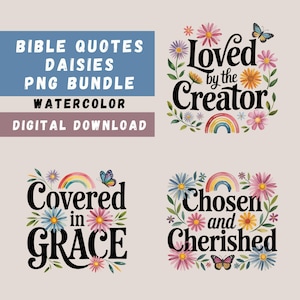 Pacchetto di clipart di citazioni religiose, 15 citazioni bibliche ad acquerello, sublimazione religiosa, disegni di magliette con detti di Gesù, chiesa, PNG trasparenti