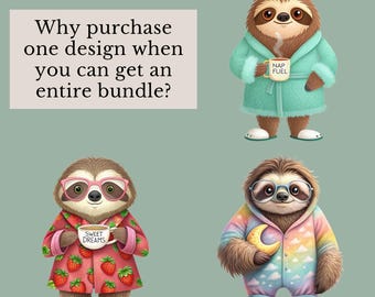 15 Sloths Sublimation, 15 Watercolor Sloth Images, Cute Sloth Clipart, Printable Wall Art, Nursery, Birthday Invitation, Transparent PNGs