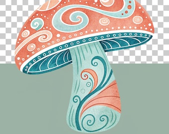 Paddenstoel clipartbundel, 15 aquarel paddestoelontwerpen, boho paddestoelafbeeldingen, scrapbookingkunst, sublimatiepaddestoelen, transparante png-bestanden