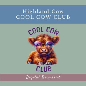 Baby Highland Cow Clipart, Cute Cow Printable PNG for T-Shirts, Mugs, Nursery Wall Art & Sublimation Designs, Transparent PNG