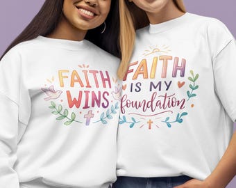 Christian PNG Bundle, 15 Faith Quotes, Religion PNGs, Floral Christian Designs, Religious Shirt Designs, Sublimation PNG, Transparent PNGs