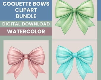 Aquarell Schleifen Clipart Bundle, PNG Illustrationen, Pngs, Schleifen
