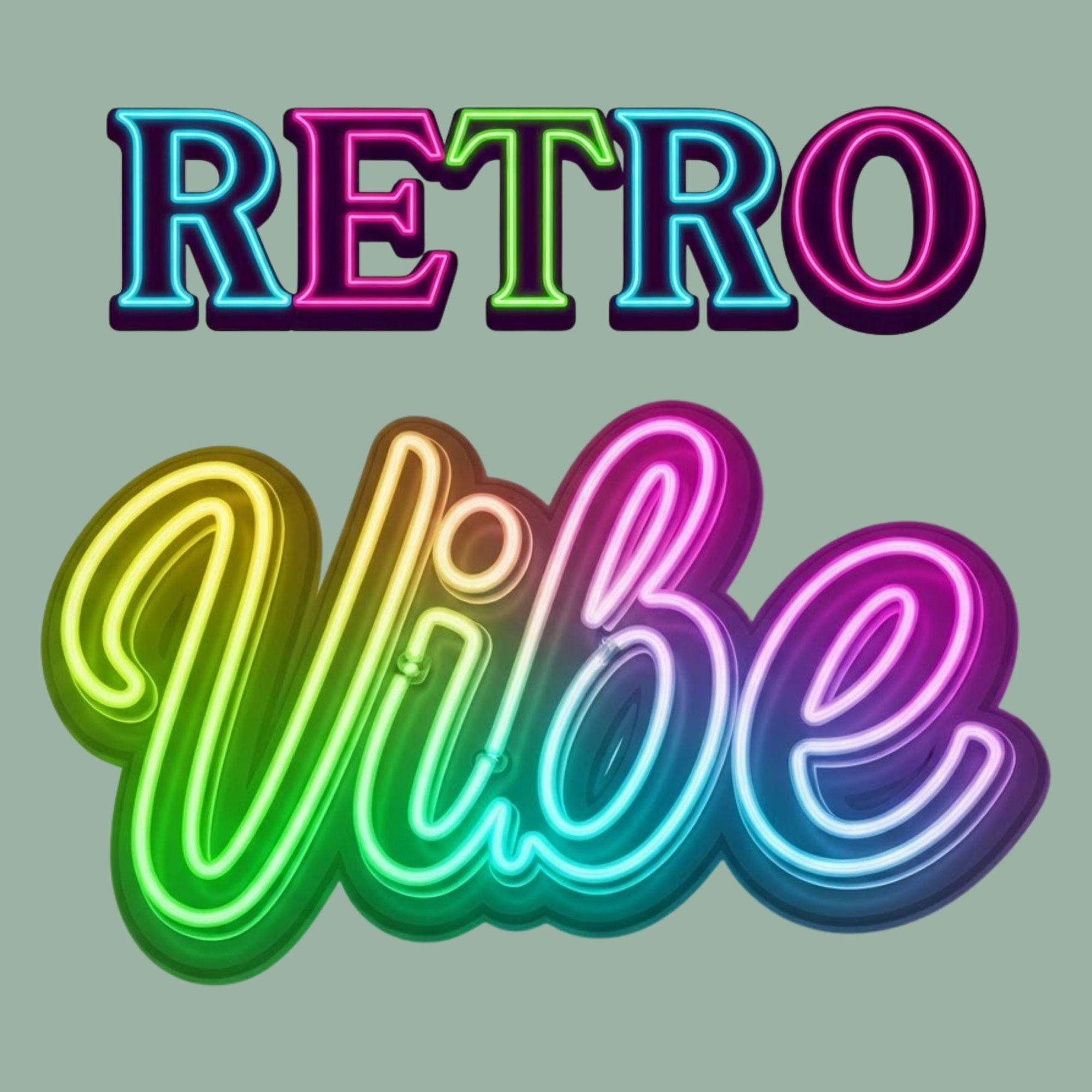 Neon Retro Clipart Bundle, 12 Vintage Neon Designs, Card Making ...