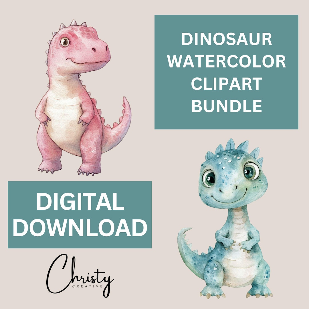 Dinosaur Clipart Bundle, 12 Prehistoric Watercolor Designs, Nursery ...