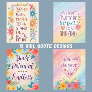 Inspirational Quotes Bundle, 15 Pastel Positive Quotes, Teen Room Decor, Motivational Sticker Designs, Scrapbook Journal, Printable Wall Art