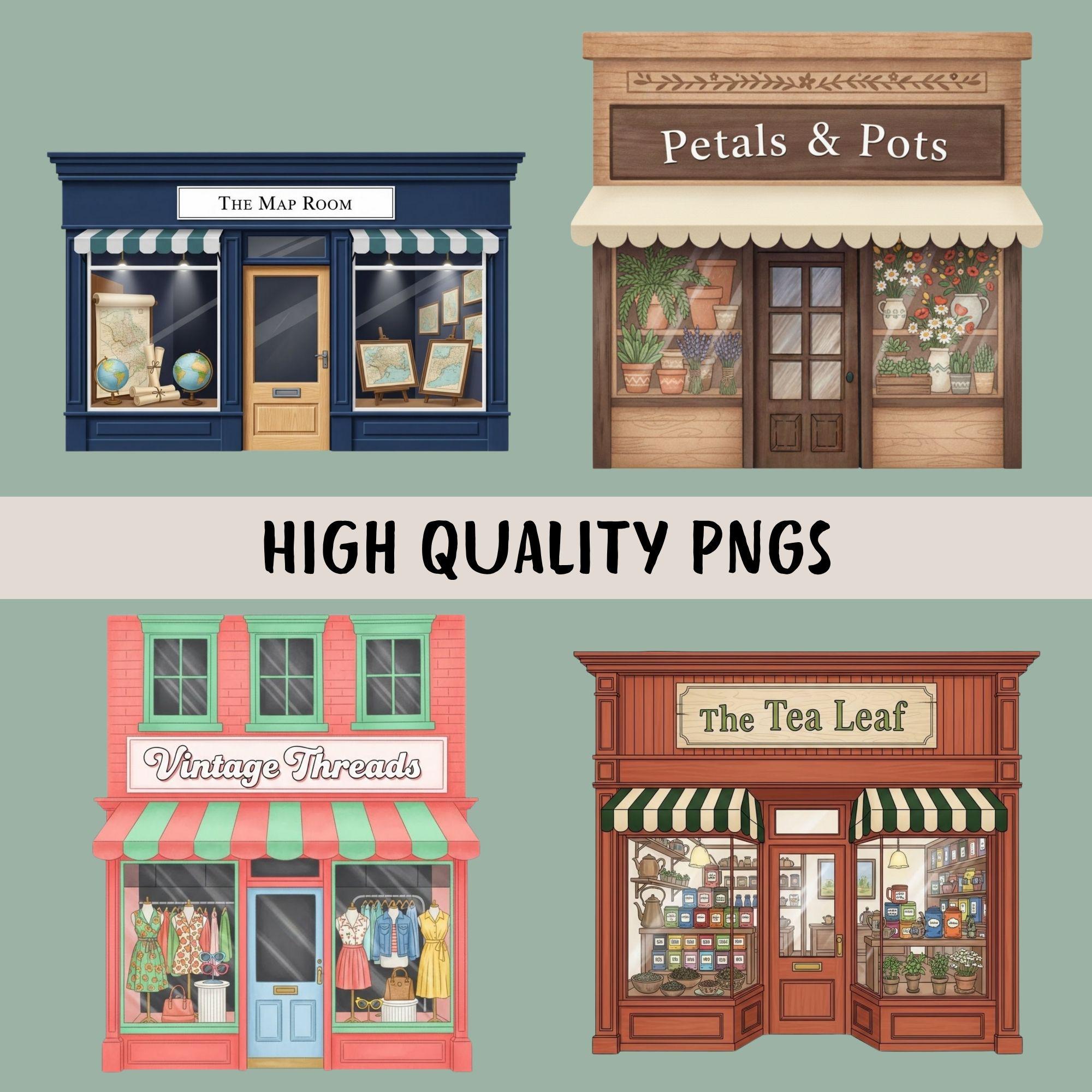 Whimsical Storefront Clipart Bundle, 15 Village Shops, Small Business ...
