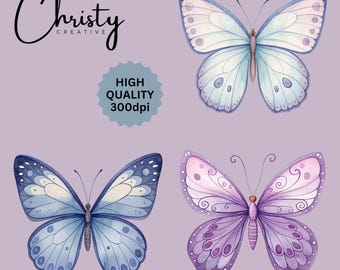 Watercolor Butterfly Clipart Bundle, 15 Butterfly Illustrations, Butterfly Sublimation, Junk Journal Art, Scrapbooking, Transparent PNGs