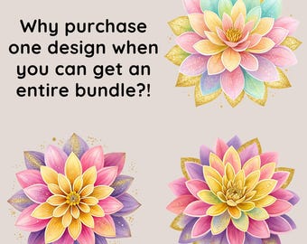 Colorful Flowers Clipart Bundle, 15 Watercolor Glitter Flowers, Floral Sublimation, Shirt Designs, Sparkly Flower Designs, Transparent PNGs