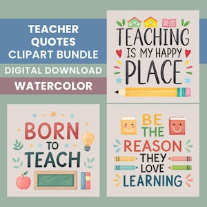 Teacher Quotes PNG Bundle, 15 Watercolor Education PNGs, Sublimation Quotes, Teacher Quote Bundle, Shirt Designs, Transparent PNGs