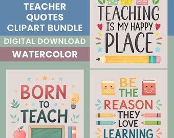 Lehrer-Zitate PNG-Bundle, 15 Aquarell-Bildung PNGs, Sublimations-Zitate, Lehrer-Zitat-Bundle, Shirt-Designs, transparente PNGs