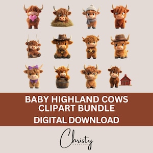 Highland Cow PNG Bundle, 12 Adorable Highland Cow Designs, Highland Cow Graphics, T-shirt Designs, Cute Cow Wall Art, Transparent PNGs
