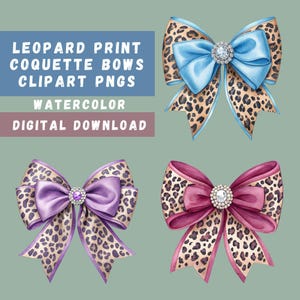 Leopardenmuster Kokette Bogen PNGs, 10 Aquarell Bogen Illustrationen, Kokette Bilder, Shirt Grafiken, Bögen Sublimation, transparente PNGs