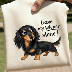 Leave My Wiener Alone PNG, Dachshund T-shirt Design, Funny Weiner Dog Lover Gift, Doxie Sublimation, Grumpy Long Hair Wiener