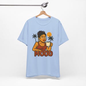 Camiseta MOOD Coffee, divertida camiseta latina, camiseta con gráfico puertorriqueño en spanglish, camiseta con actitud de Cafecito, camiseta bilingüe Mood
