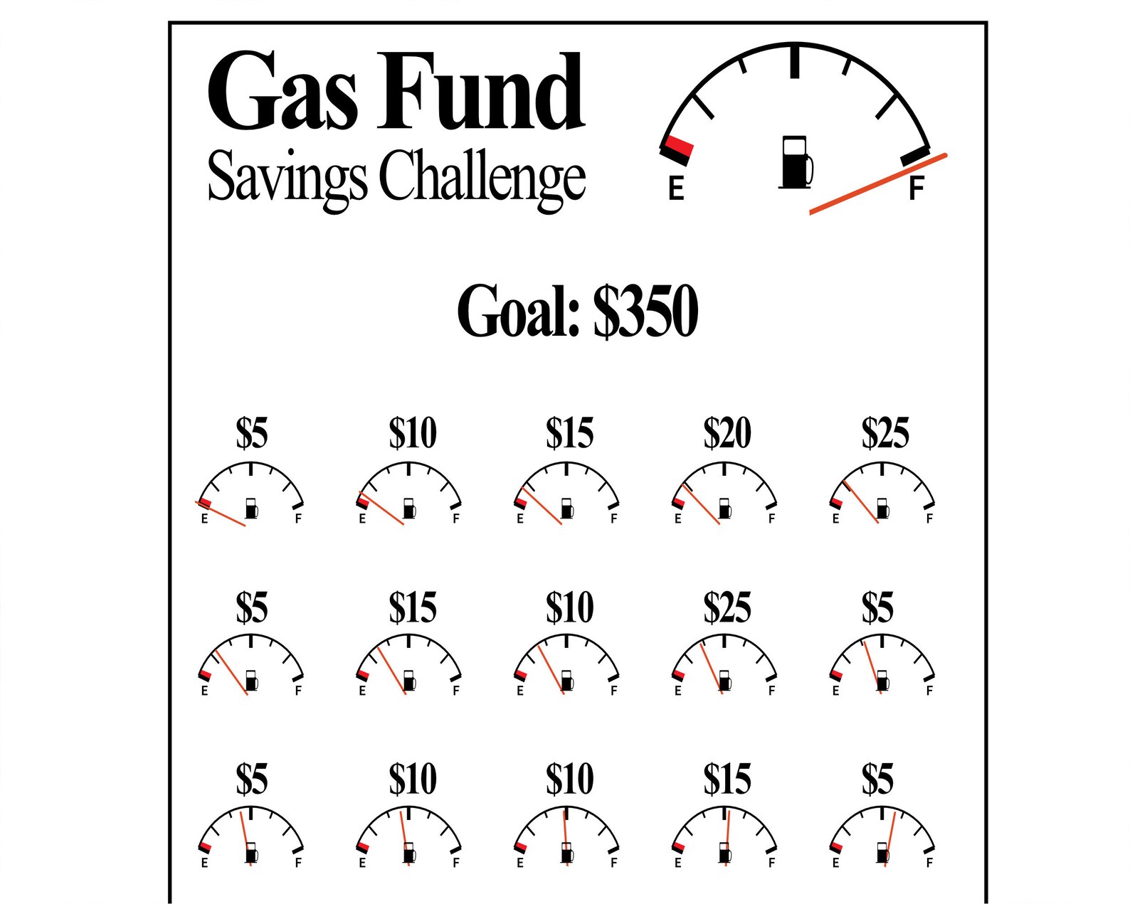Gas Fund Savings Challenge, Digital Download, Gas Savings, Printable