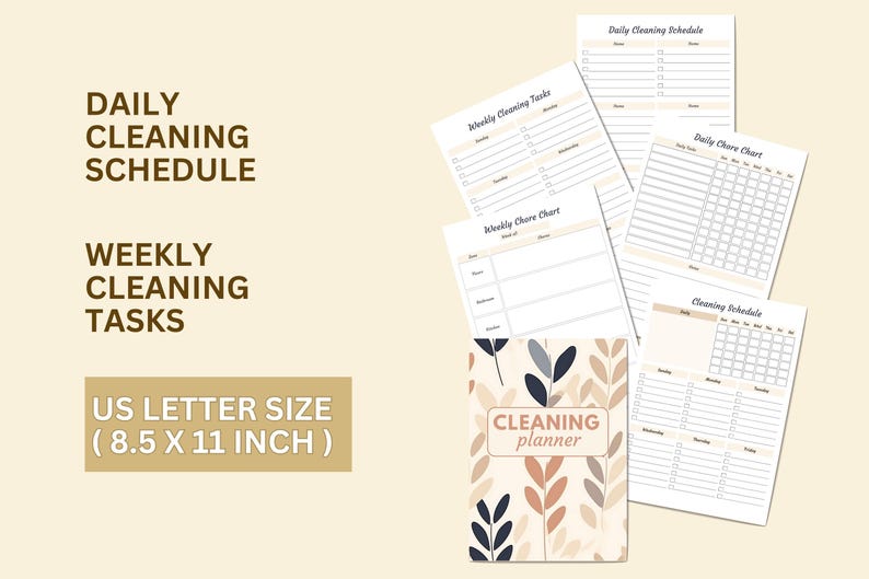 Cleaning Schedule Checklist, Family Chore Chart, PDF Printable Weekly ...