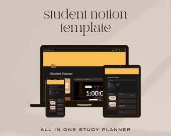 Student Notion Planner Template: All-in-One Academic Study Tool (Digital Download)