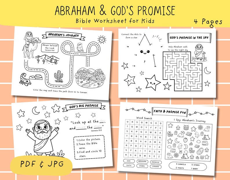 Promise Worksheet Abraham and God's Promise Bible Worksheets for Kids, Christian ...