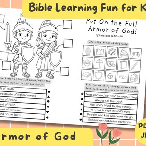 Armor of God Coloring Placemat: Bible Activity Sheet (PDF Download A4 Size)