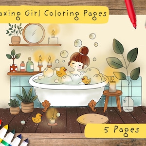Coloring Pages Girl Relaxing Moments Printable and Digital Coloring Pages for Adult Relaxing Activity, Set of 5 Coloring Sheets