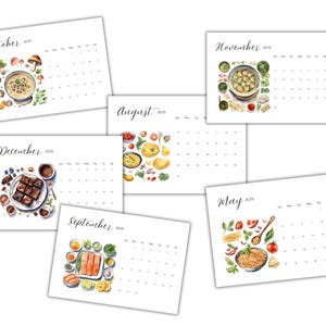 Printable 2025 Calendar, Calendar 2025 for Foodie, 2025 Calendar With ...