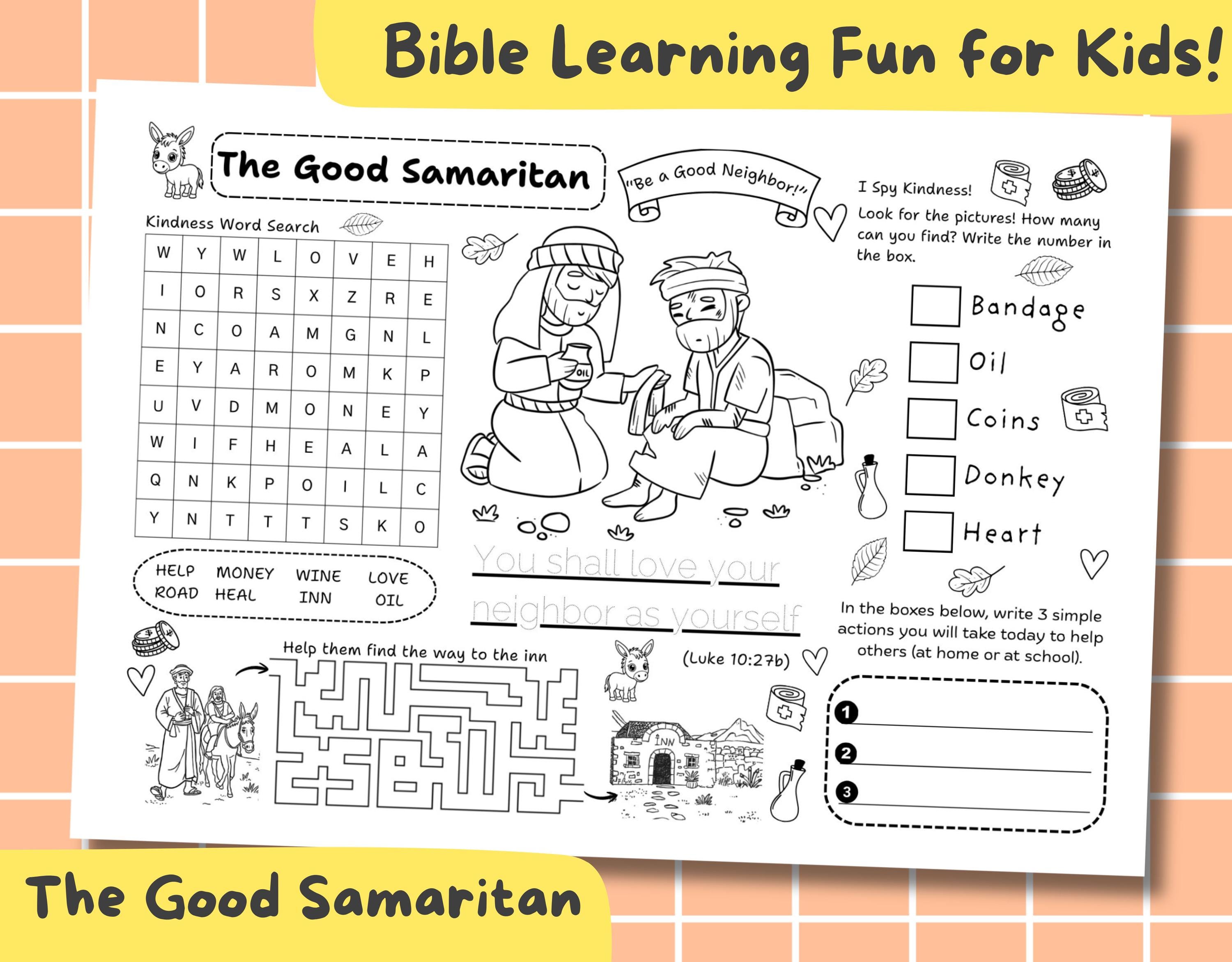 The Good Samaritan Activity Sheet for Kids | Jesus Parable Worksheet ...