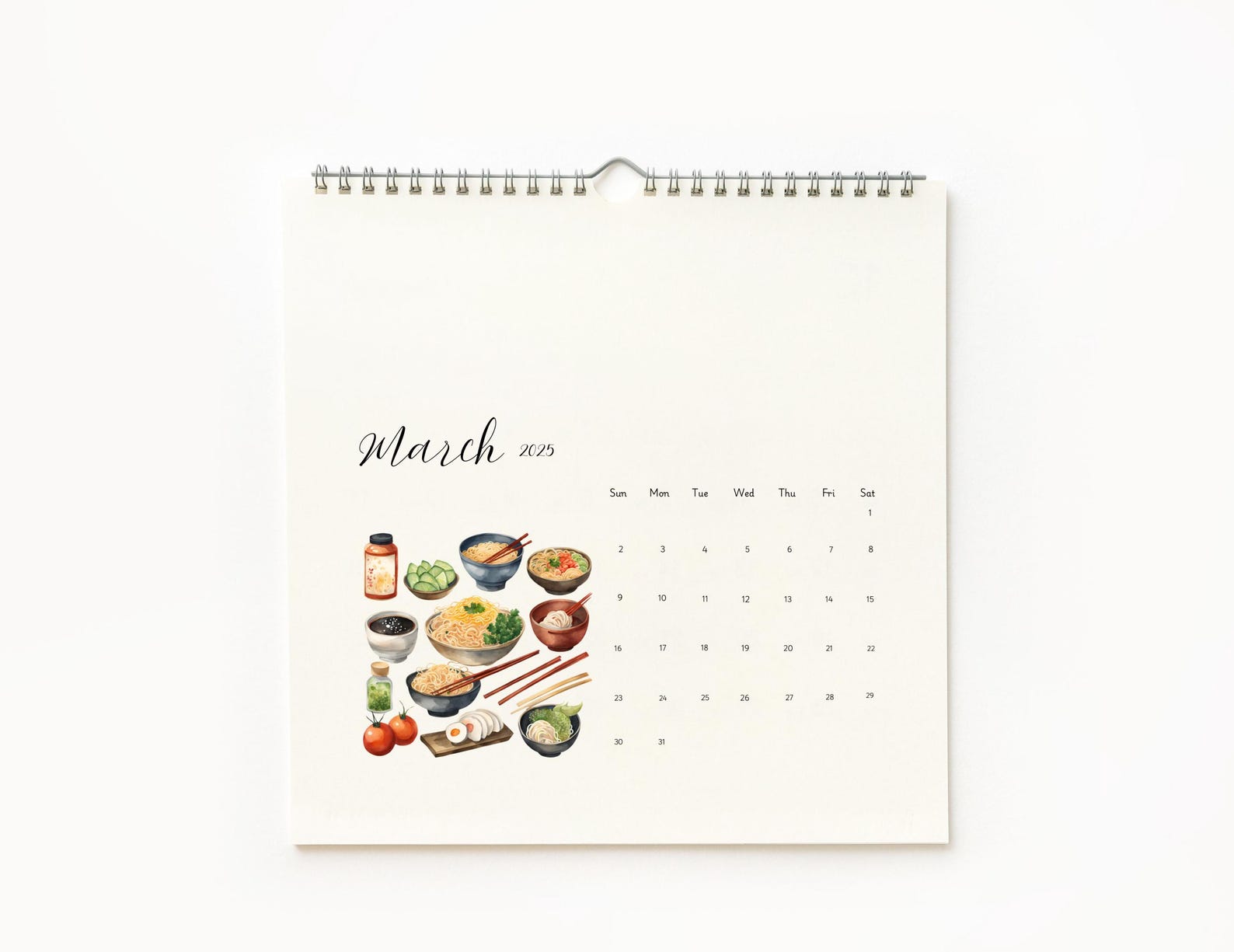 Printable 2025 Calendar, Calendar 2025 for Foodie, 2025 Calendar With