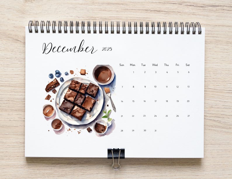 Printable 2025 Calendar, Calendar 2025 for Foodie, 2025 Calendar With ...
