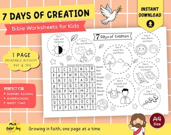 7 Days of Creation Coloring Pages: Kids Bible Activity (PDF)