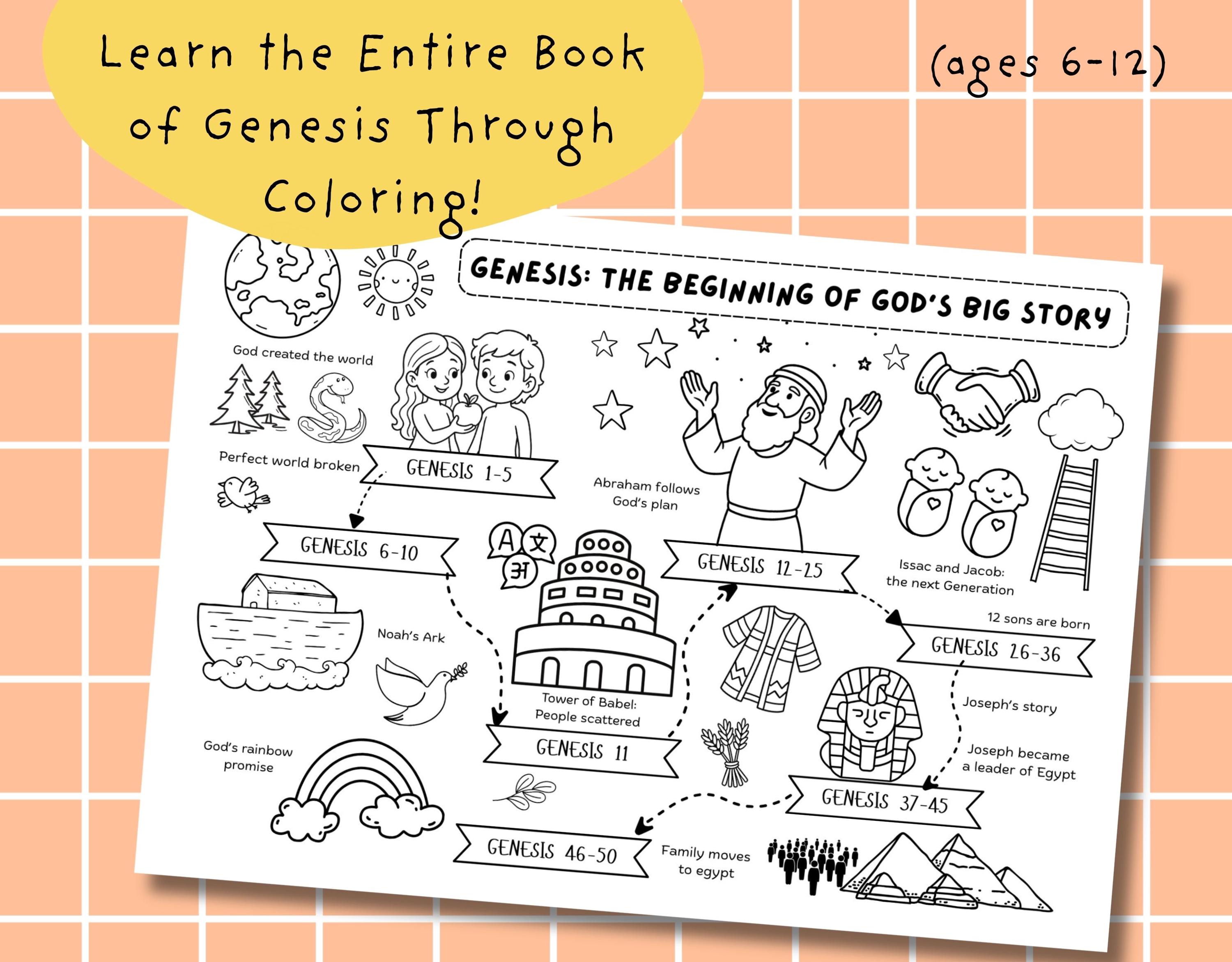 Genesis Bible Activity Printable, Old Testament Coloring Page, Sunday ...