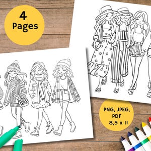 Fashion Girls Coloring Pages – Cute Outfits to Color, Easy Printable Sheets and Fun Digital Coloring for Girls, Fun Coloring Activity Book