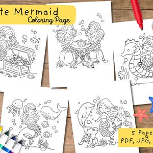 Mermaid Coloring Pages for Kids: 5 Printable Ocean Activity Sheets (PDF & JPG Download)