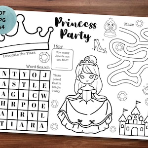 Princess Partystreifen: Platzset zum Ausmalen (PDF, JPEG)