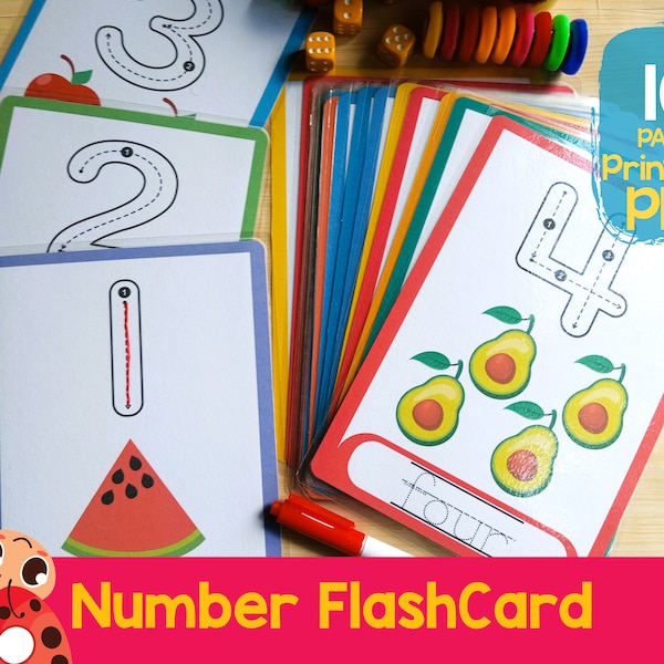 Preschool Number Flashcards, Number Play Dough Mats, Number 1-20  Tracing Cards for Learning, Montessori Preschool Math Worksheets