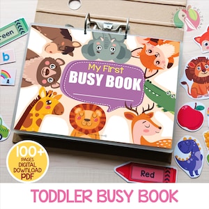 Busy Book Printable, Toddler Learning Binder, Kids Quiet Book, Preschool Activity, Toddler Book, Homeschool Resources, Montessori Materials