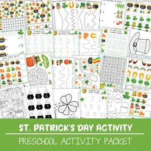 St. Patrick’s Day Printable Kid Activity Preschool Packet, Printable Preschool Worksheet, Toddler Preschool Kindergarten Homeschool Activity