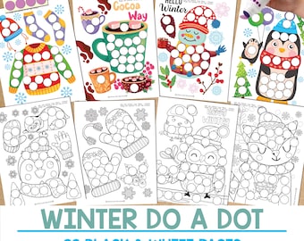Winter Do a Dot Marker Coloring Pages for Kids, Do A Dot Activity, Dot Marker Worksheet, Preschool Art activity, Printable Dot Sticker