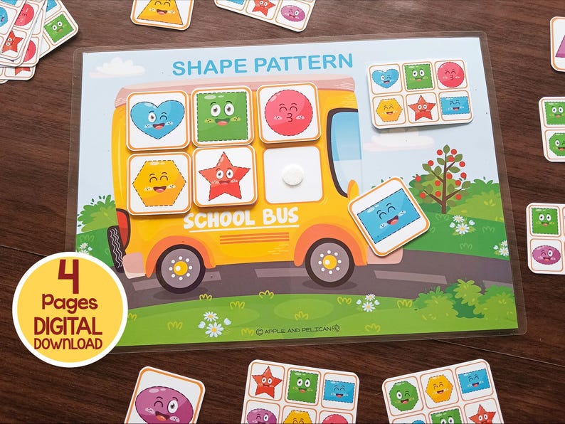 Shapes Pattern Matching Activity, Pattern Puzzle Printable, Shapes ...