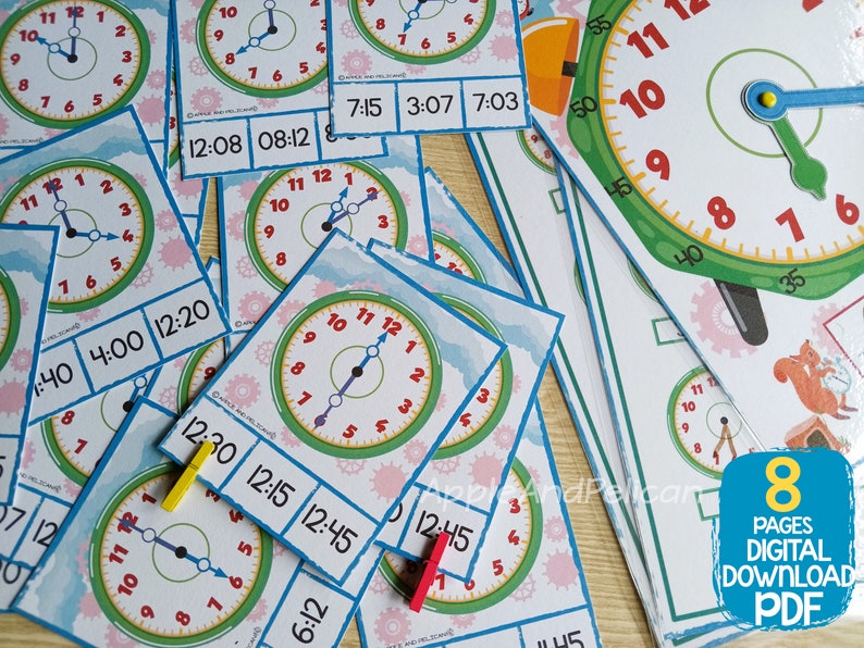 Learn to Tell Time Printable Educational Clock, Kids Printable Clock