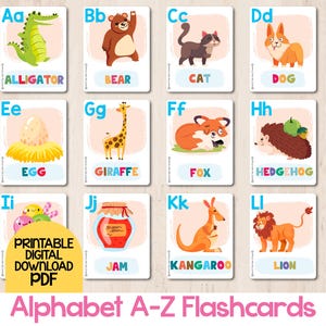 26 ABC-Karten, Alphabet-Karteien, druckbare ABC-Karten, A-Z-Karten, Montessori-Karten für Kleinkinder und Vorschulkinder, Lernkarten
