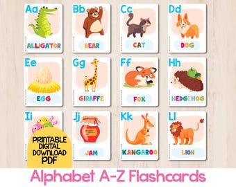 26 Alphabet ABC Flash Cards Printable, Educational A-Z Montessori Card For Toddler And Preschooler