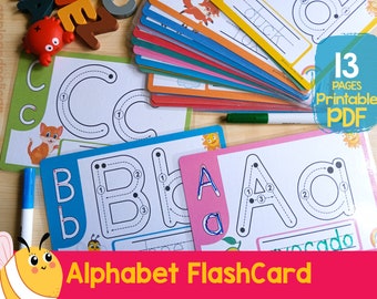 Alphabet Flashcard Play Dough Mat Letter Formation Tracing Card Early Learning Resource Printable Preschool Learning Tool ABC Cards
