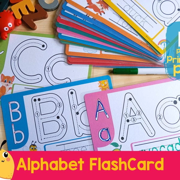 Alphabet Flashcard Play Dough Mat Letter Formation Tracing Card Early Learning Resource Printable Preschool Learning Tool ABC Cards